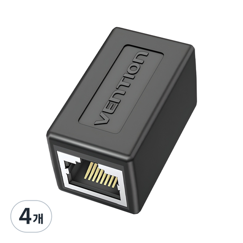 벤션 CAT6 FTP 랜연장 젠더 RJ45 키스톤 잭 커플러, 블랙, 4개, 37.2mm