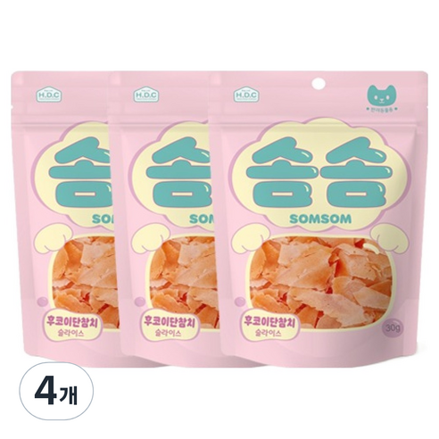 솜솜 반려동물 후코이단참치 슬라이스 간식 3p, 4개, 90g, 참치