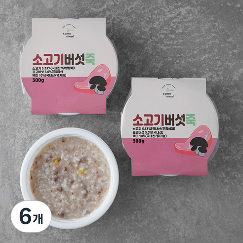 섬밀 소고기버섯죽, 300g, 6개