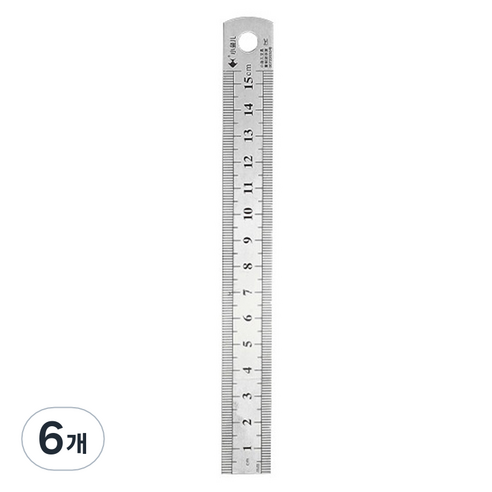 영바영 스테인레스 스틸 반영구 양면 직자 15cm, 실버, 6개