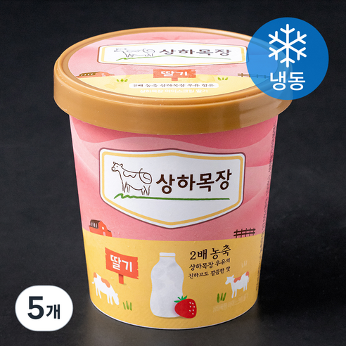 상하목장 아이스크림 딸기 (냉동), 5개, 474ml
