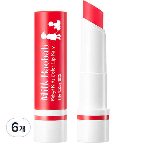 밀크바오밥 베이비 앤 키즈 컬러 립밤 3.5g, 레드, 6개