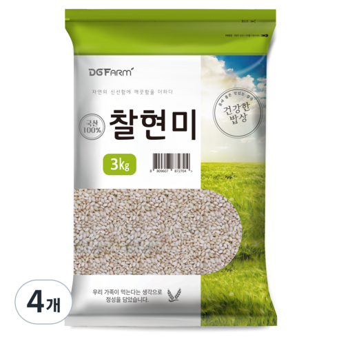 건강한밥상 국산 찰현미, 3kg, 4개