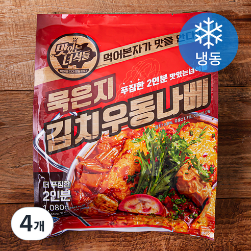 맛있는녀석들 묵은지김치우동나베 (냉동), 1080g, 4개