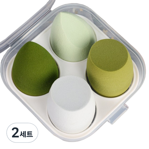 베럴댄 물광 메이크업 파운데이션 똥퍼프 물방울 4p, 그린, 2세트