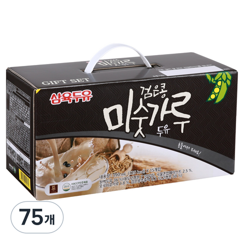 삼육두유 검은콩 미숫가루 두유 파우치, 190ml, 75개