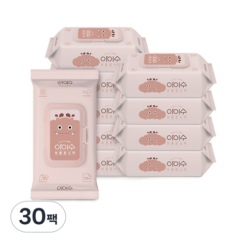 아이수 저자극 브론 몬스터 물티슈 캡형 65gsm, 70개입, 3개
