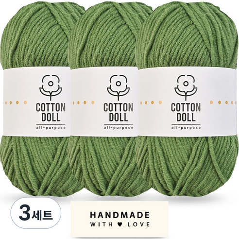 니뜨 코튼돌실 50g x 3p + 코튼 라벨 세트, 3세트, 27 연카키