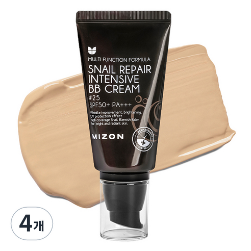 미즈온 스네일 리페어 인텐시브 비비 BB크림 SPF50+ PA+++, 25호 웜 베이지, 4개