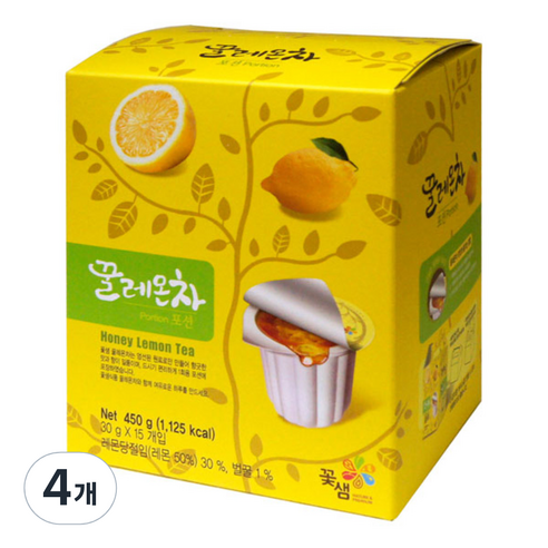 꽃샘식품 꽃샘 꿀레몬차포션, 30g, 15개입, 4개