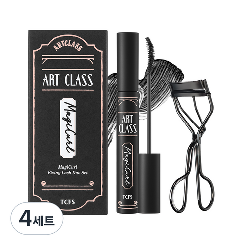 투쿨포스쿨 아트클래스 매지컬 픽싱 뷰러 듀오 세트, 1호 클리어 블랙(마스카라), 4세트