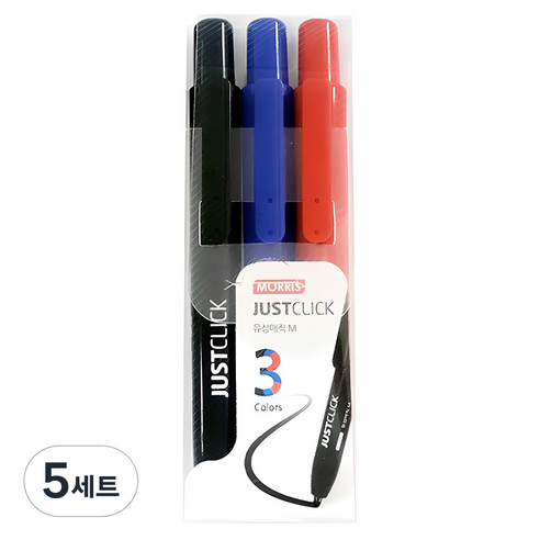 저스트클릭 유성매직세트 M, Black + Blue + Red, 5세트