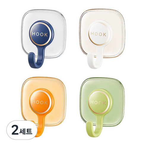 알앤유 다용도 깔끔 소품 잡화걸이 심플 4종 세트, 혼합색상, 2세트