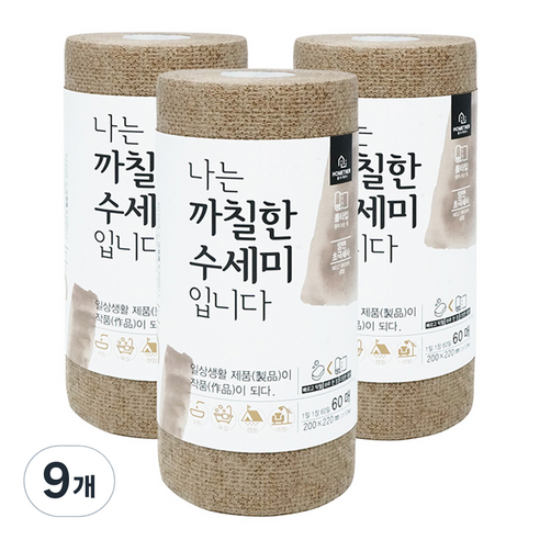홈트너 나는 까칠한 수세미 입니다, 브라운, 60매입, 9개