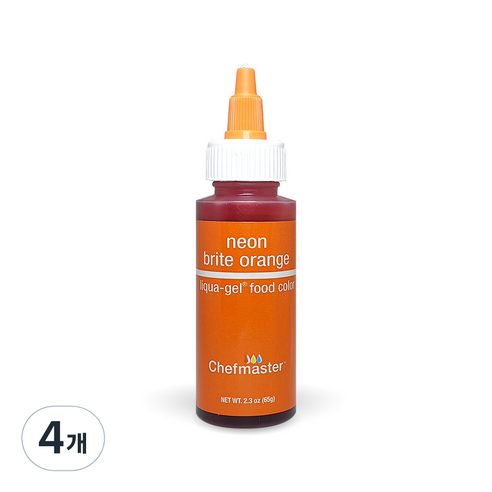 셰프마스터 리쿠아젤 식용색소 네온 브라이트 오렌지, 65g, 4개