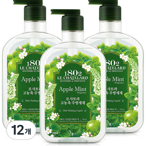 르샤트라1802 고농축 주방세제 애플민트, 750ml, 12개