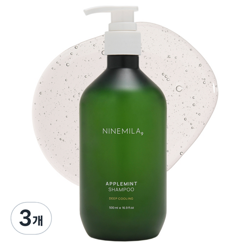 나인밀라 애플민트 지성두피 쿨링샴푸, 500ml, 3개