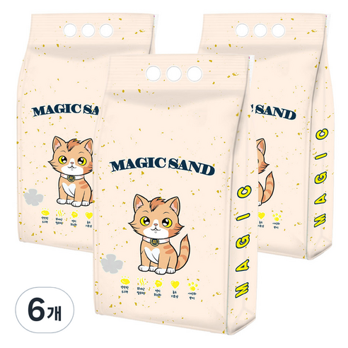 메디펫 매직 응고형 고양이 두부모래 가는입자, 10L, 6개, 무향