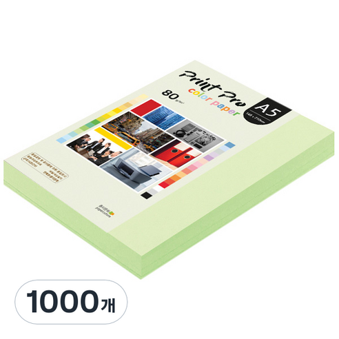 종이문화 프린트 프로 칼라 복사용지 No 13 에메랄드 80g, A5, 1000개