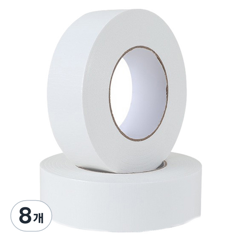마다꾸미 컬러 폭 넓은 면 청테이프 8cm x 20m, 10 화이트, 8개