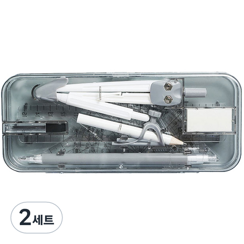 유로엔젤 제도용 캠퍼스 룰러 9종 + 필통 세트, 블랙, 2세트