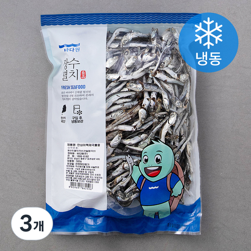 바다원 안심이력제 국물용 멸치 (냉동), 500g, 3개