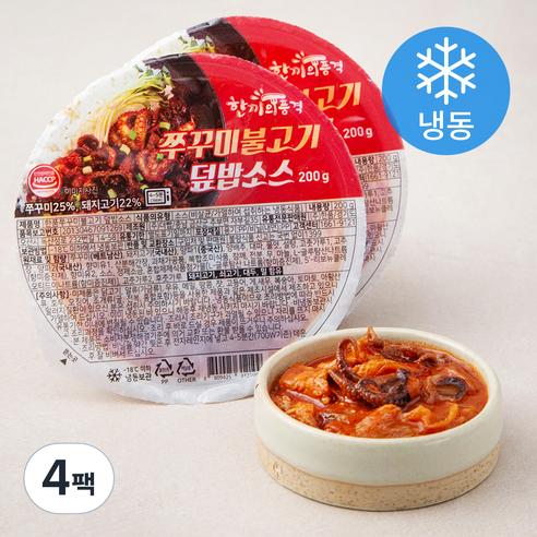 한끼의품격 쭈꾸미 불고기 덮밥 소스 (냉동), 4팩, 200g