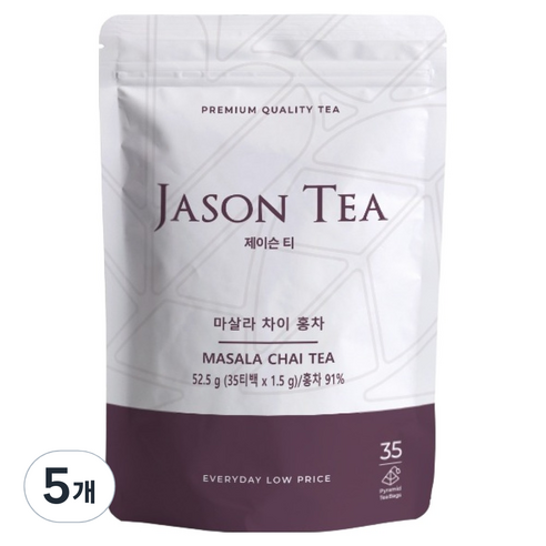 제이슨티 마살라 차이 홍차 35피라미드 티백, 1.5g, 35개입, 5개