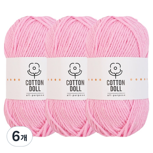니뜨 코튼돌 뜨개실 50g, 6개, 39퍼플핑크