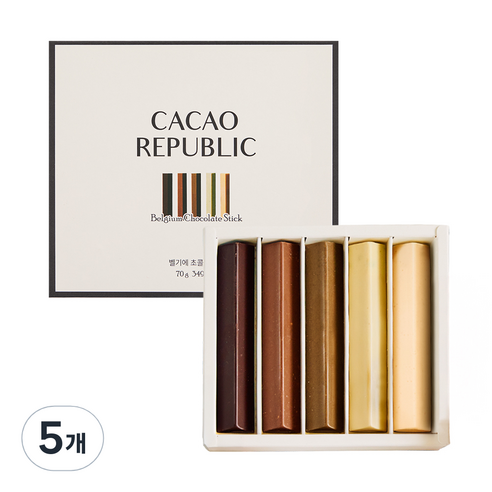 카카오리퍼블릭 벨기에초콜릿 스틱 5구, 70g, 5개