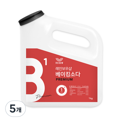 레인보우샵 베이킹소다 프리미엄 세정제 왕톡톡이 본품, 1kg, 5개