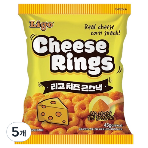 리고 치즈 콘스낵, 45g, 5개