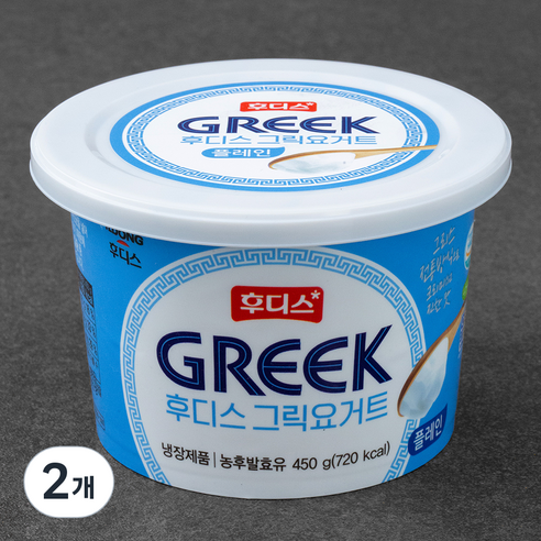 후디스 그릭요거트 플레인, 450g, 2개