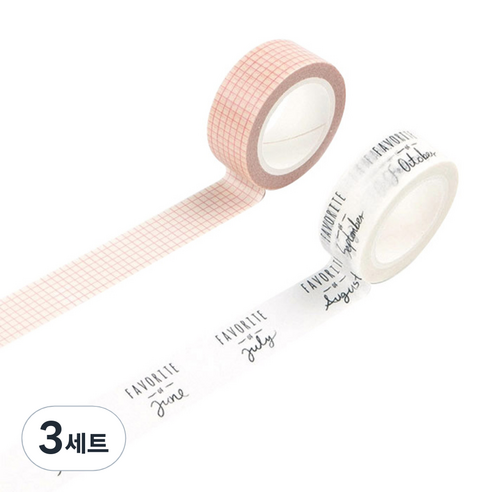 라이프포인트 라이프스타일 디자인마스킹테이프 세트 15 mm x 7 m, 02격자, 04월, 3세트