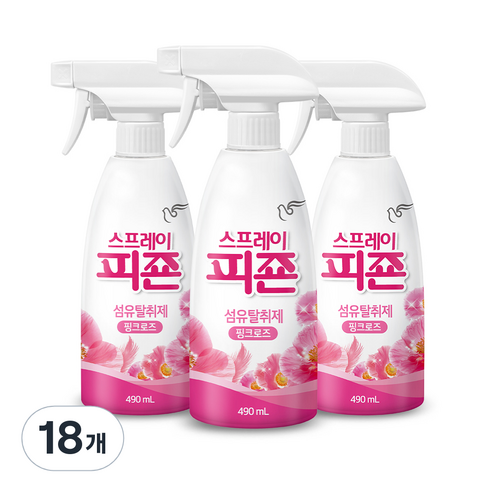 스프레이 피죤 섬유탈취제 강력탈취 오리지널, 490ml, 18개, 핑크로즈