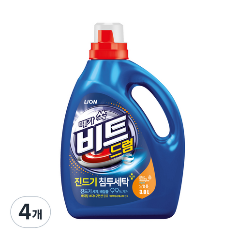 비트 진드기 액체세제 드럼용 본품, 3L, 4개 – 한국어 
생활용품