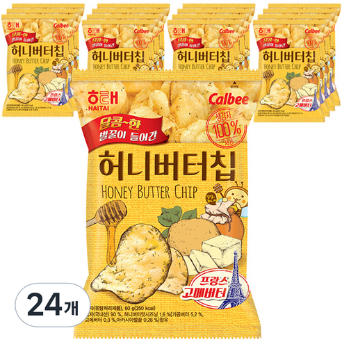 해태제과 허니버터칩, 60g, 24개