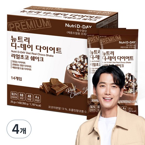 뉴트리디데이 다이어트 리얼 초코 쉐이크, 350g, 4개