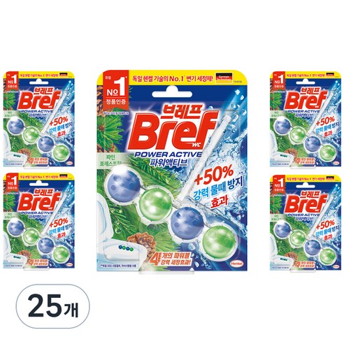 브레프 파워액티브 변기세정제 파인향, 50g, 25개