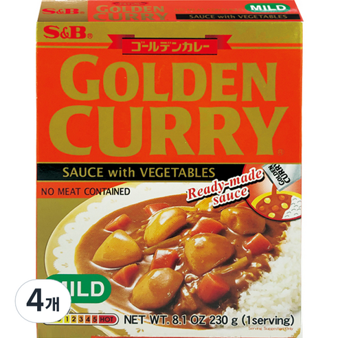 에스앤비 골든카레 소스 위드 베지터블 순한맛, 230g, 4개