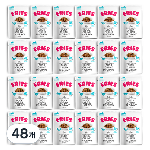 에리에스 고양이 주식 파우치 습식사료, 오리, 85g, 48개