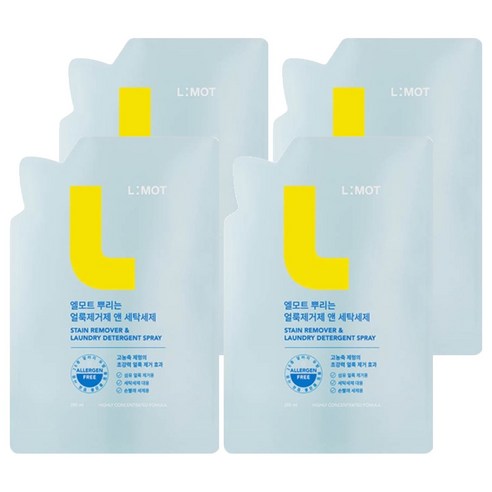 뿌리는 얼룩제거제 앤 세탁세제 리필, 280ml, 4개