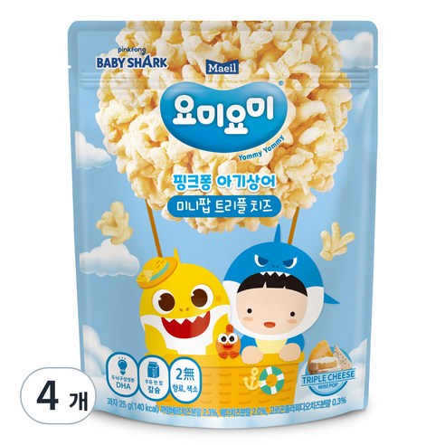 요미요미 유아용 미니팝 과자 25g, 트리플치즈, 4개