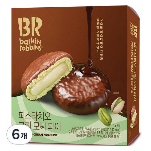 배스킨라빈스 피스타치오 크림 모찌 파이 12p, 264g, 6개