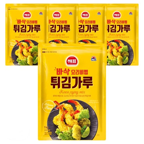 해표 튀김가루, 1kg, 5개