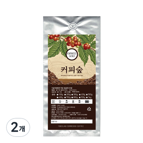 커피숲 EXPRESS GOLD 분쇄 커피, 프렌치프레소, 200g, 2개
