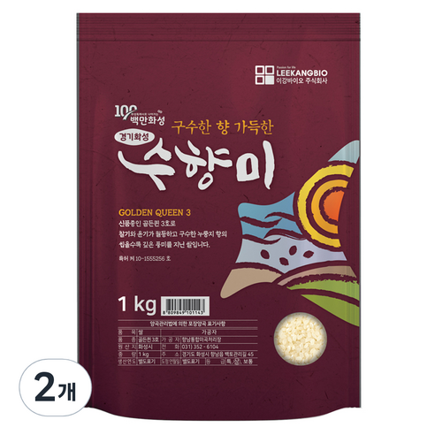 수향미 2024년산 햅쌀 골든퀸 3호 백미, 상등급, 1kg, 2개