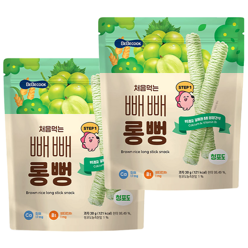 베베쿡 처음먹는 빼빼롱뻥 30g, 2개, 청포도