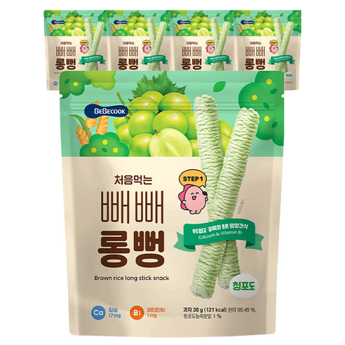 베베쿡 처음먹는 빼빼롱뻥 30g, 5개, 청포도
