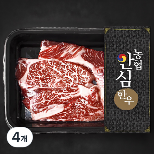 농협안심한우 등심 1+등급 구이용 (냉장), 200g, 4개